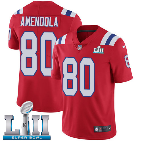 Nike Patriots #80 Danny Amendola Red Alternate Super Bowl LII Men's Stitched NFL Vapor Untouchable Limited Jersey